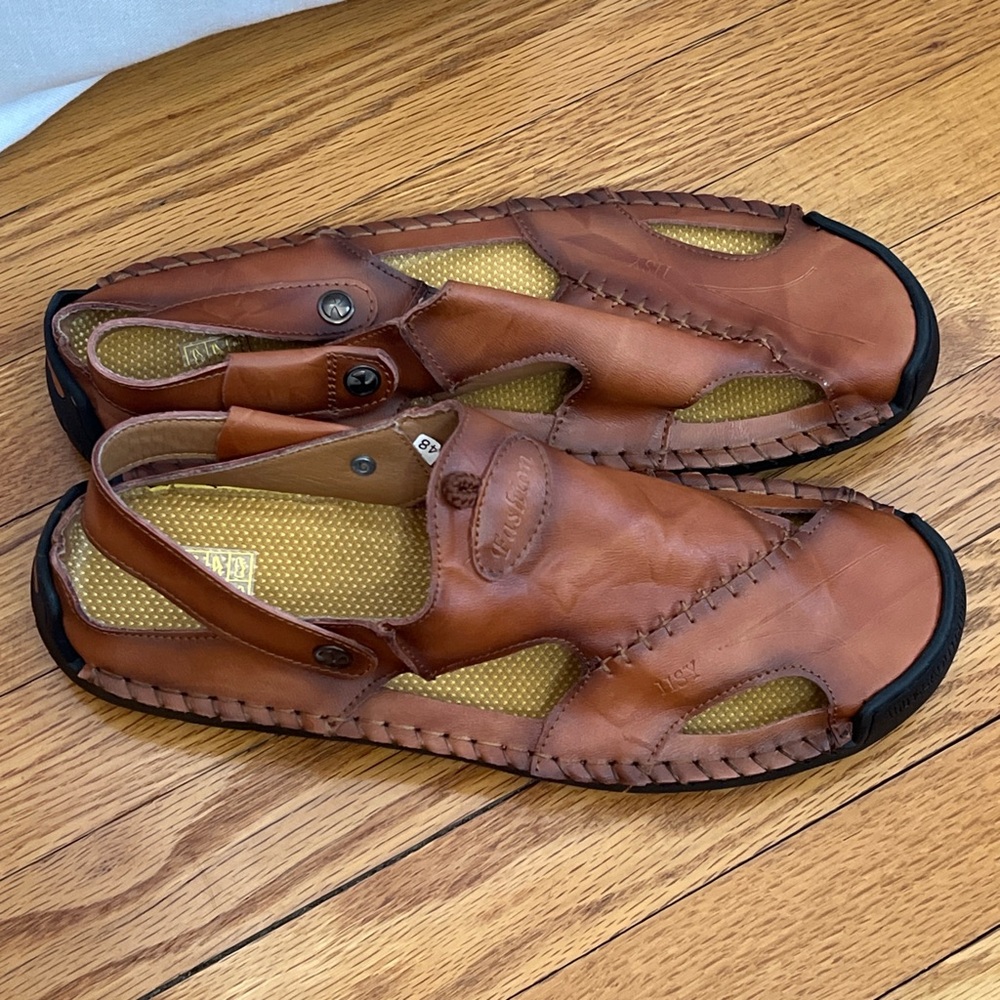 Source Unknown Brown Faux Leather Sandals